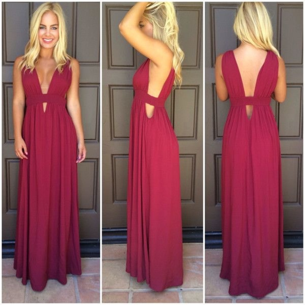 Dainty Hooligan Deep V-neck Maxi Dress